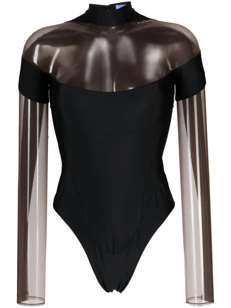 Mugler panelled illusion neckline bodysuit - Black von Mugler