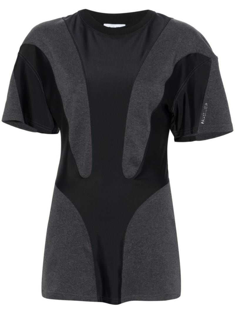 Mugler panelled organic-cotton T-shirt - Grey von Mugler