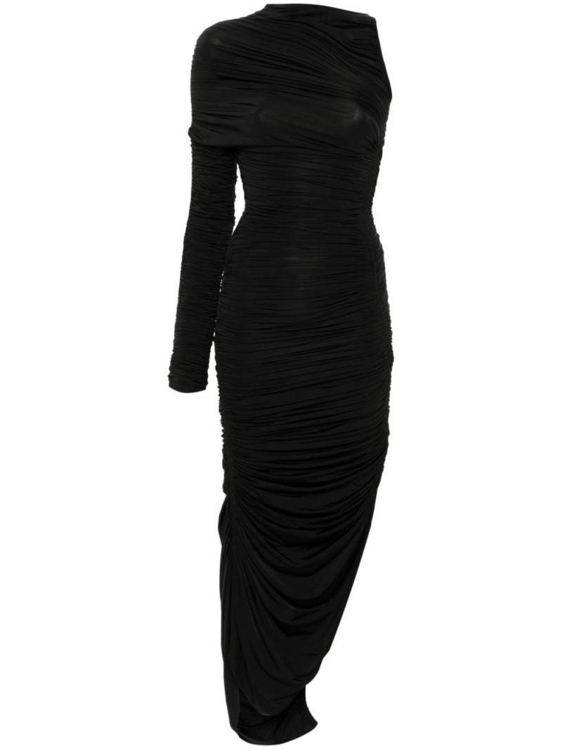 Mugler ruched asymmetrical dress - Black von Mugler