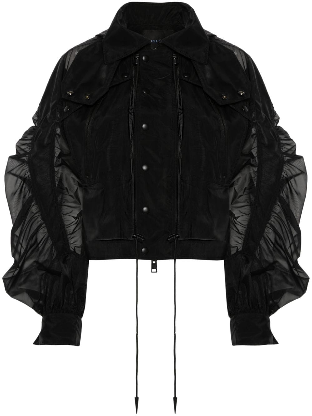 Mugler semi-sheer hooded bomber jacket - Black von Mugler