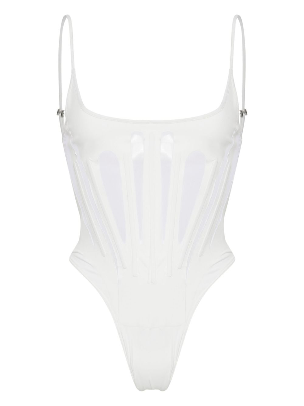 Mugler semi-sheer thong swimsuit - White von Mugler