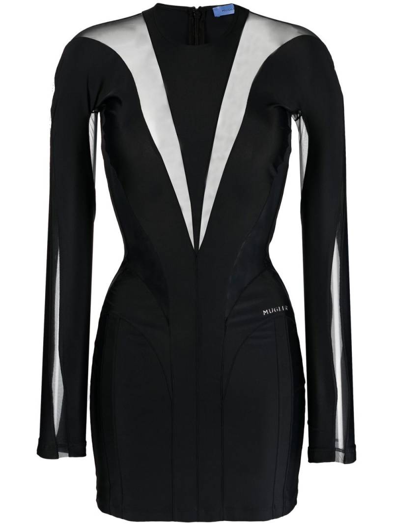 Mugler sheer-panel mini dress - Black von Mugler