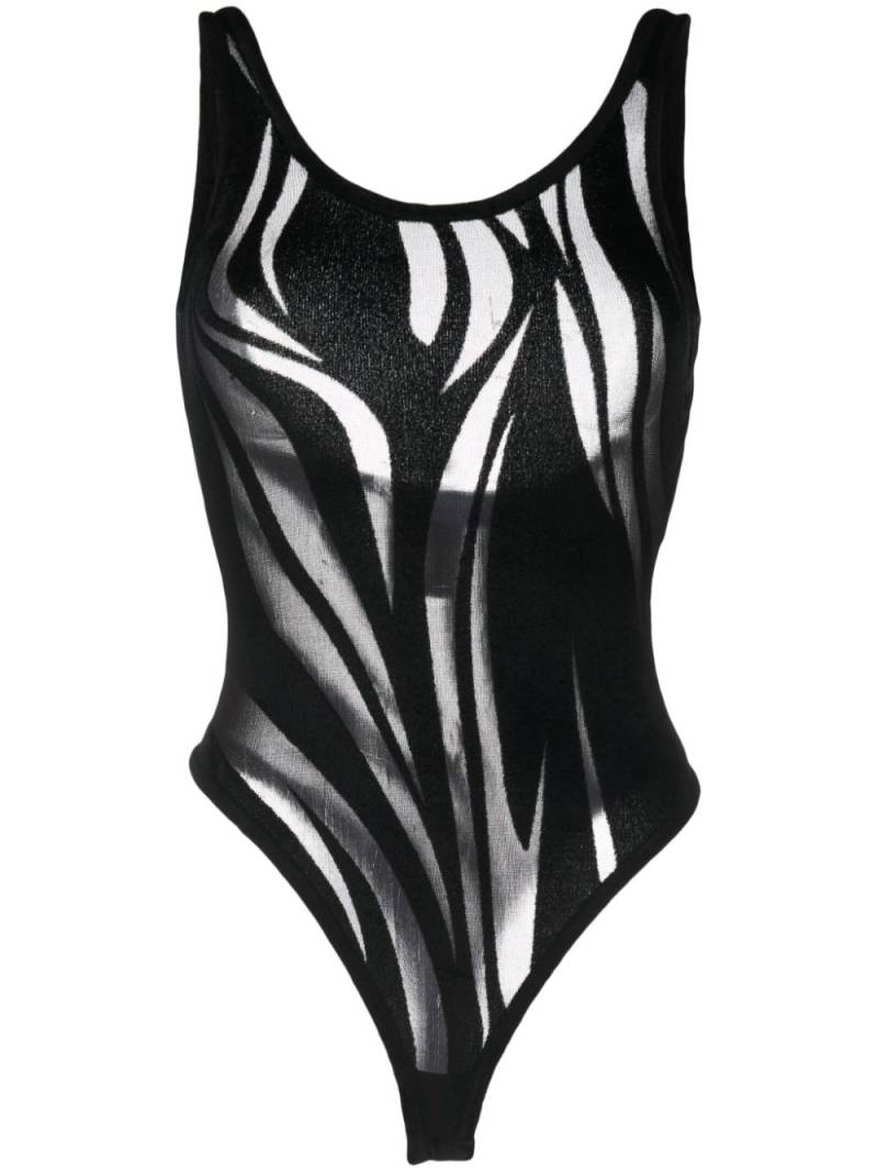 Mugler sheer-pattern mesh bodysuit - Black von Mugler