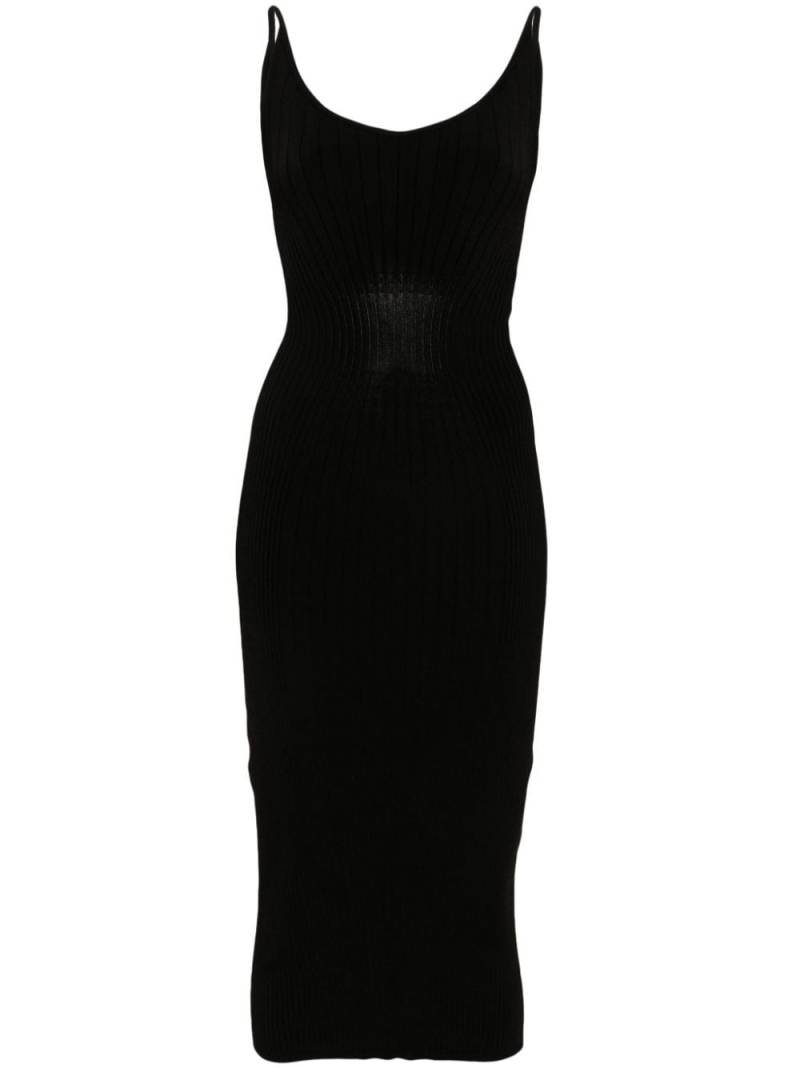 Mugler sleeveless knitted mididress - Black von Mugler