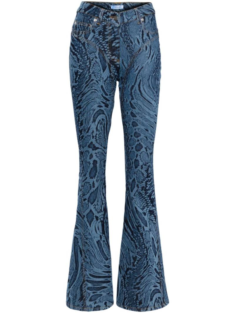 Mugler snake-print flared jeans - Blue von Mugler