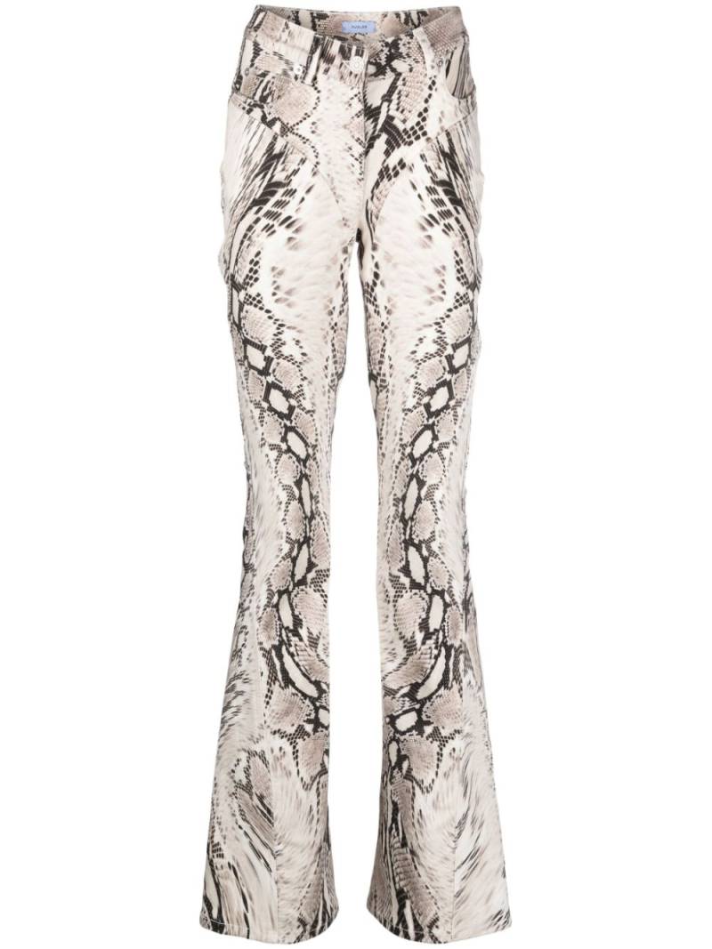 Mugler snakeskin-effect flared trousers - Neutrals von Mugler