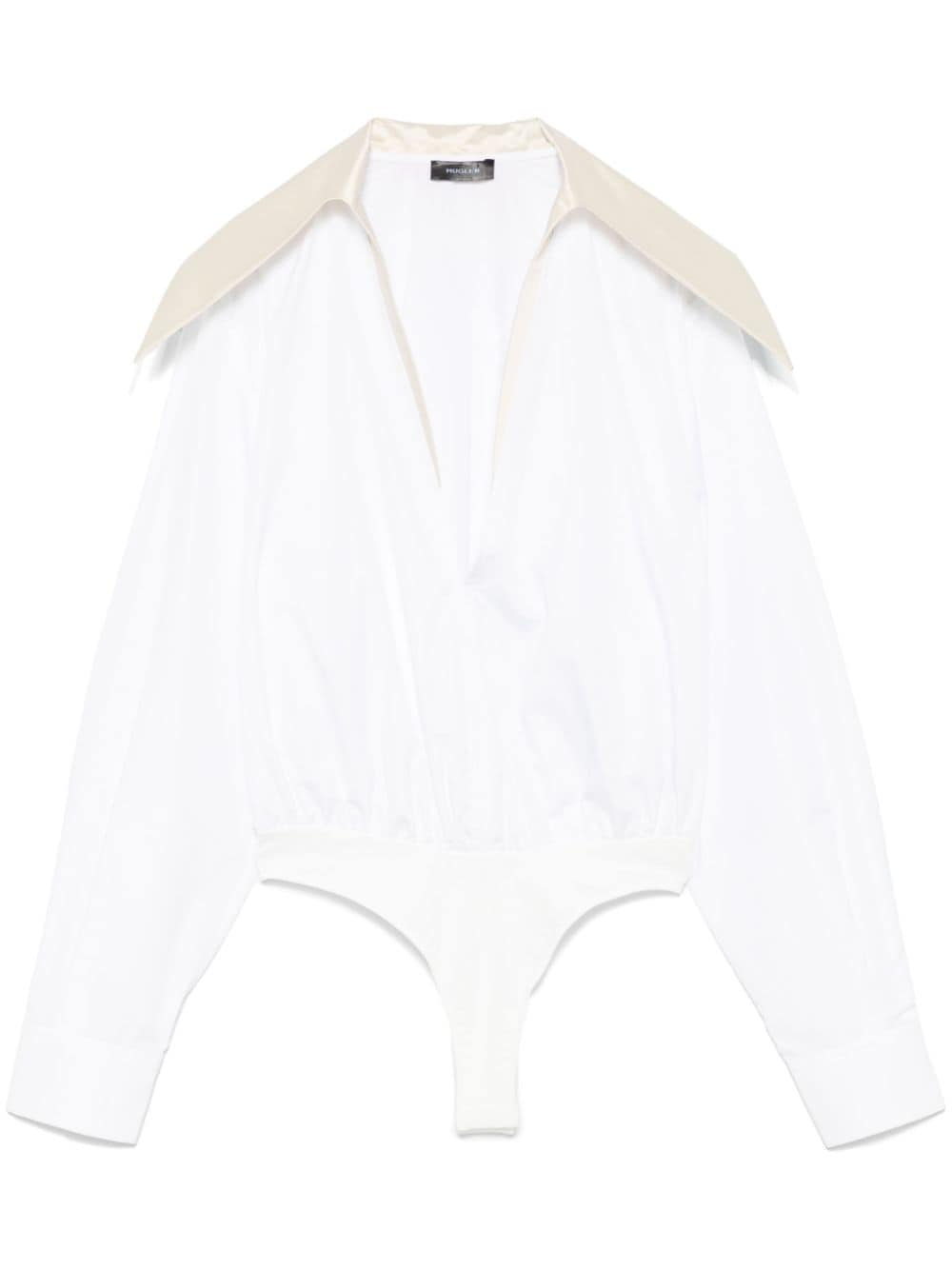 Mugler spiky satin collar bodysuit - White von Mugler