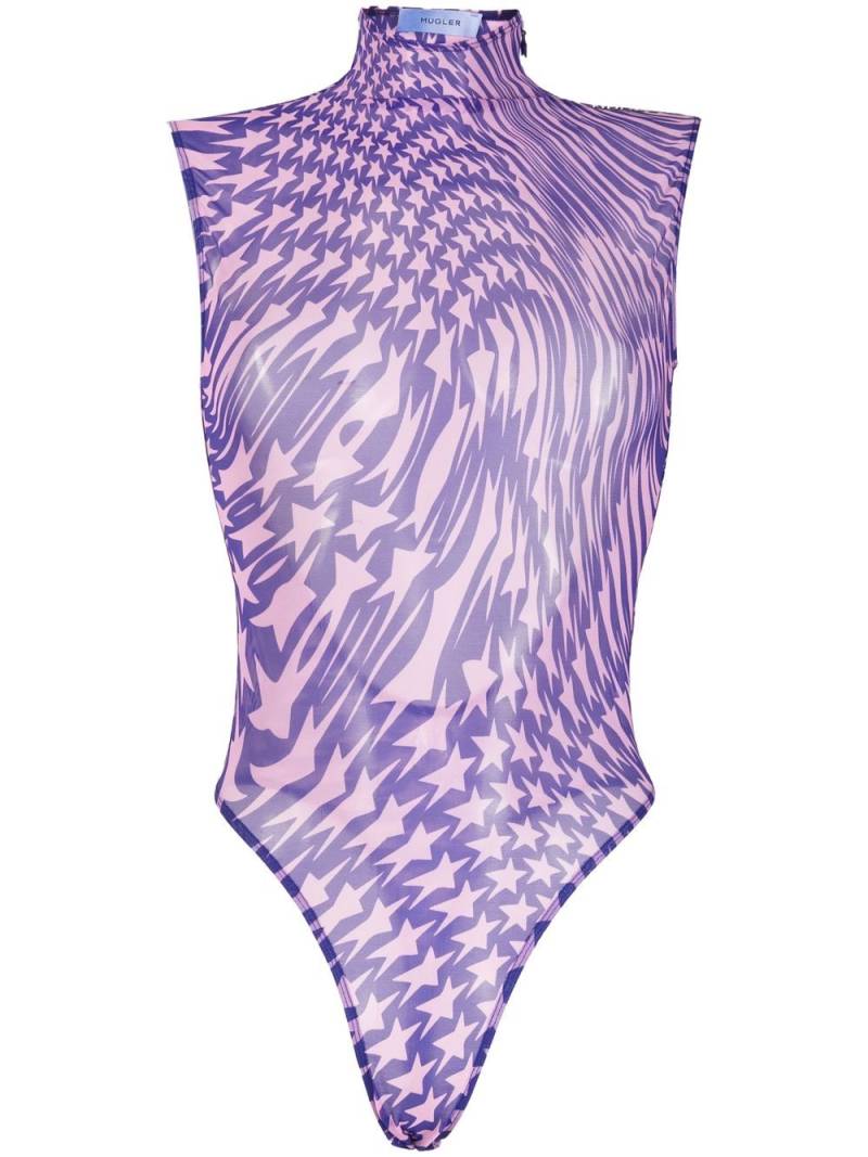 Mugler star-print mesh bodysuit - Purple von Mugler