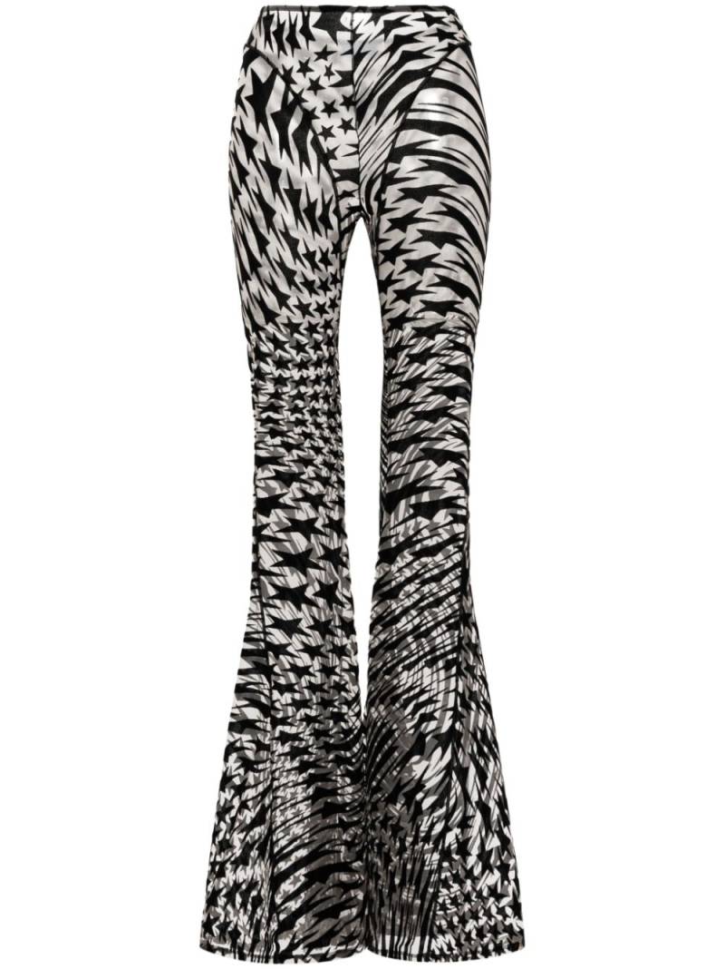 Mugler star-print mesh flared trousers - Black von Mugler