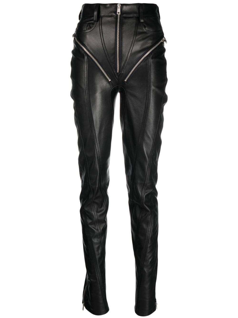 Mugler zip-embellished leather trousers - Black von Mugler