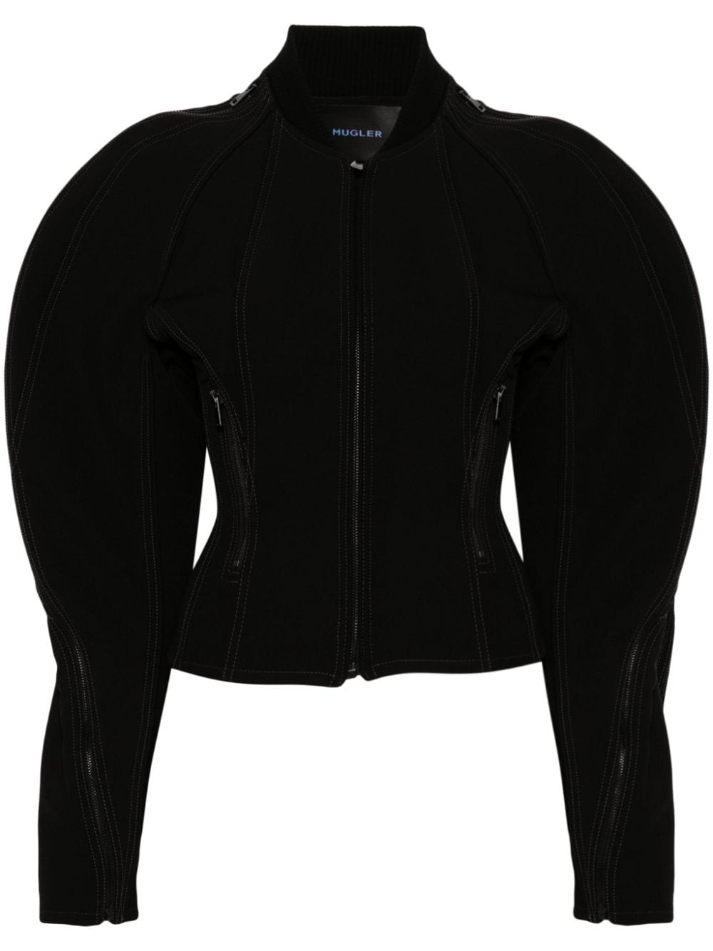 Mugler zipped sculpted sleeves jacket - Black von Mugler