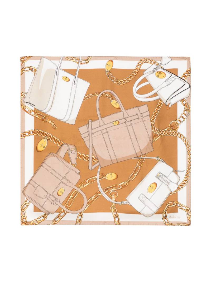 Mulberry Bayswater graphic-print silk scarf - Brown von Mulberry