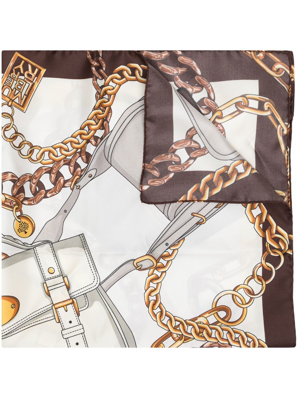 Mulberry chain-print silk scarf - White von Mulberry