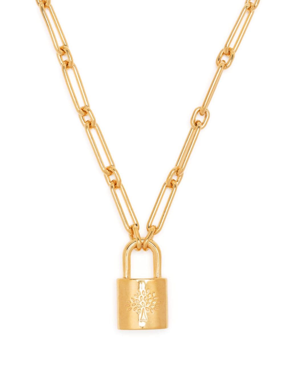 Mulberry logo-debossed padlock-pendant necklace - Gold von Mulberry