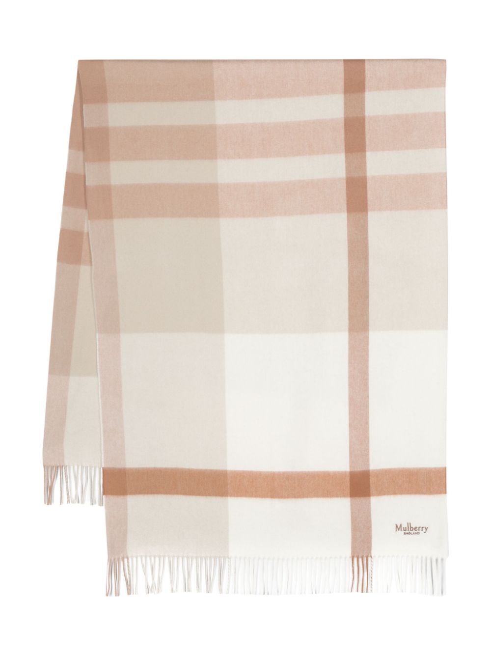 Mulberry logo-embroidered check-print scarf - Neutrals von Mulberry