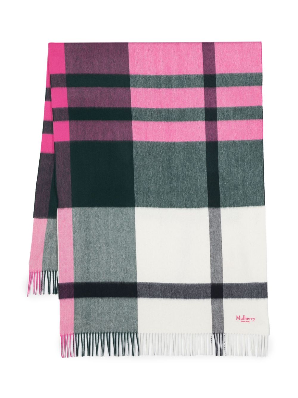 Mulberry logo-embroidered check-print scarf - Pink von Mulberry