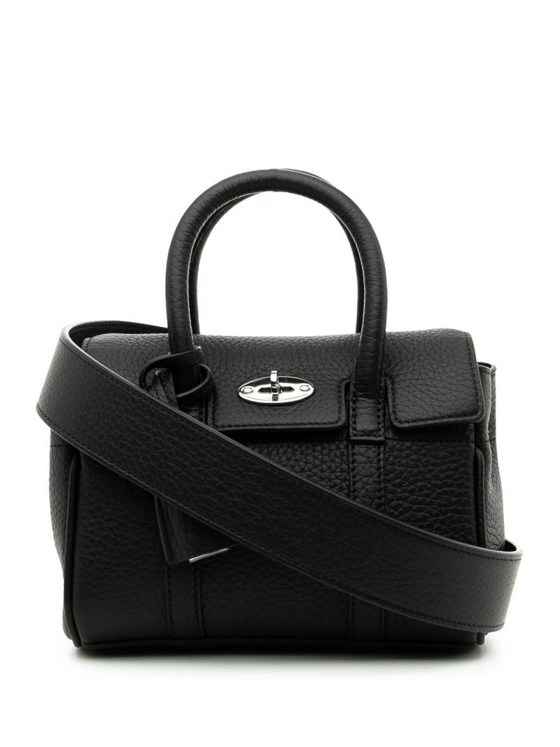 Mulberry mini Bayswater heavy grain leather satchel - Black von Mulberry