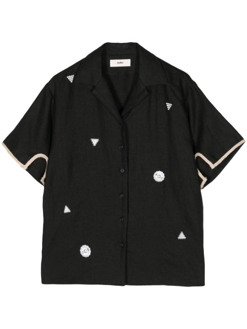 Muller Of Yoshiokubo Lino crystal-embellished linen shirt - Black von Muller Of Yoshiokubo