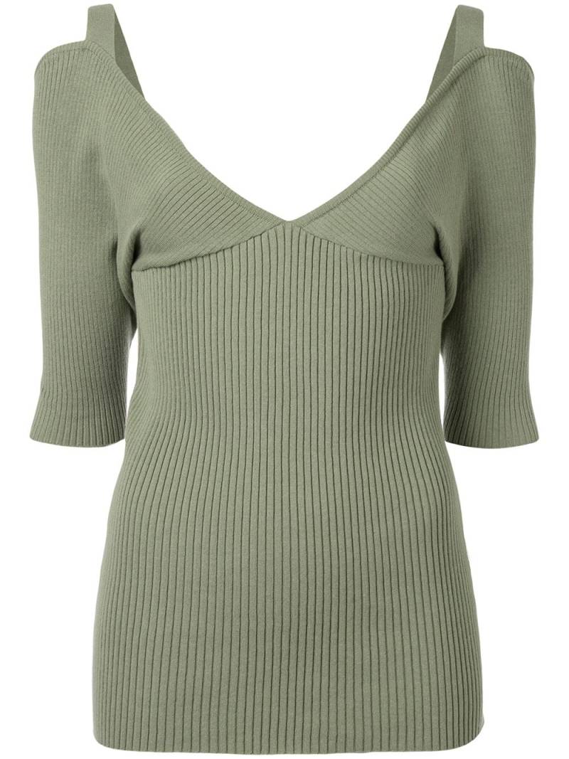 Muller Of Yoshiokubo V-neck ribbed top - Green von Muller Of Yoshiokubo