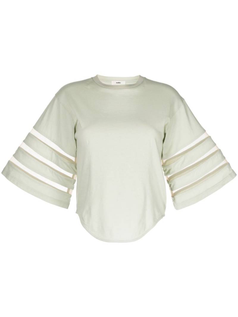 Muller Of Yoshiokubo cut-out sleeves cotton T-shirt - Green von Muller Of Yoshiokubo