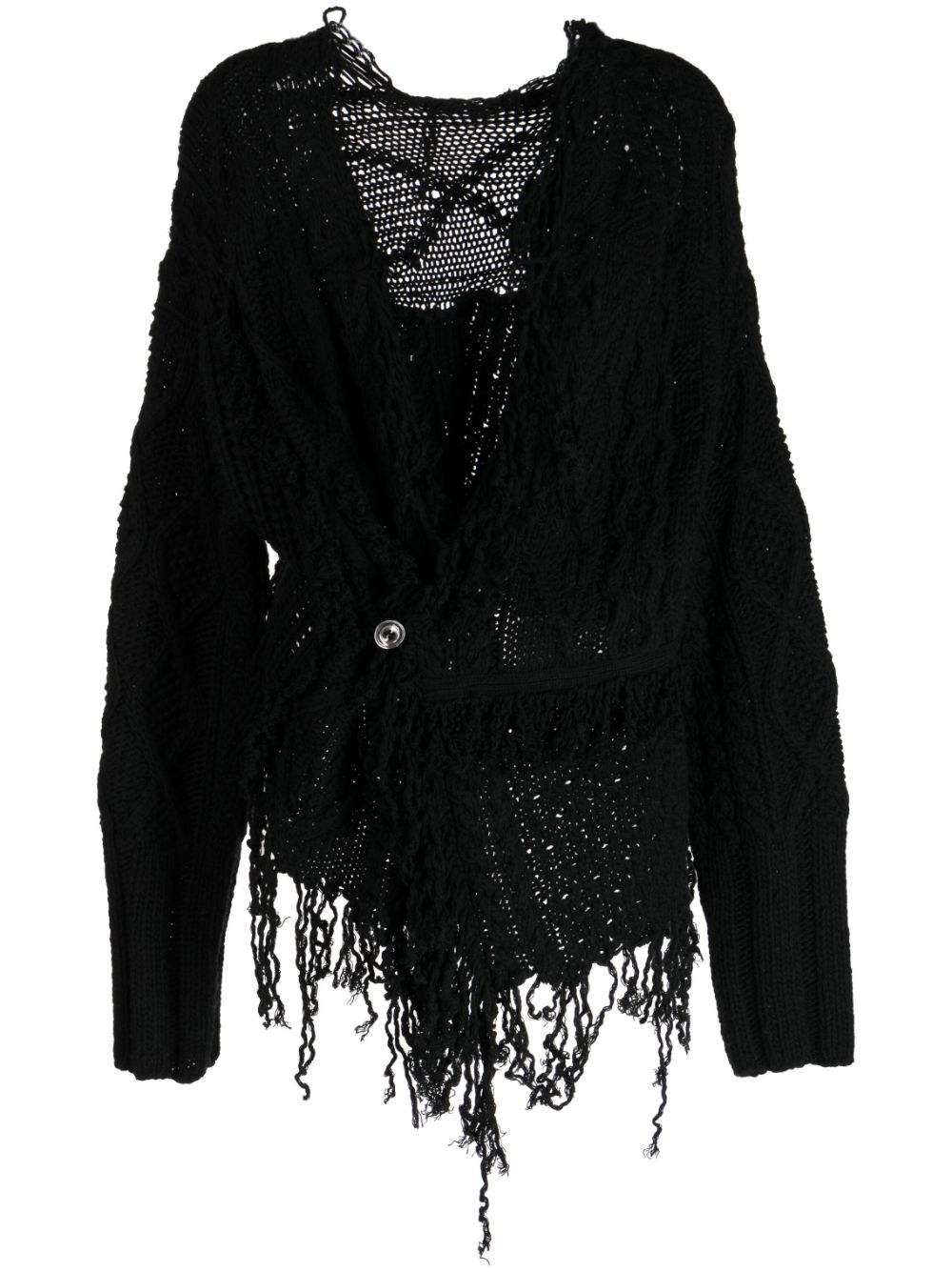 Muller Of Yoshiokubo distressed asymmetric cardigan - Black von Muller Of Yoshiokubo