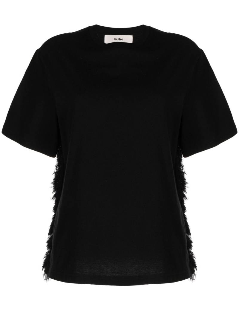 Muller Of Yoshiokubo fringe-detail short-sleeve T-shirt - Black von Muller Of Yoshiokubo