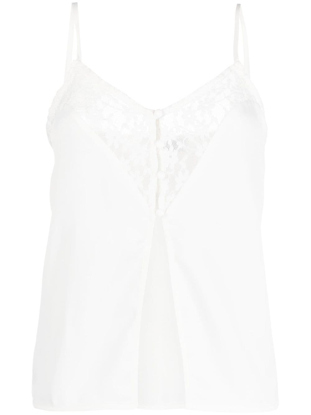 Musier lace-trim detail top - White von Musier