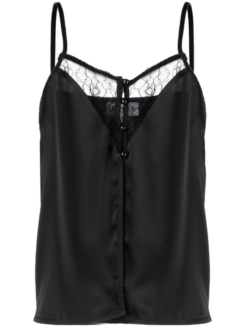 Musier lace-layer satin camisole top - Black von Musier