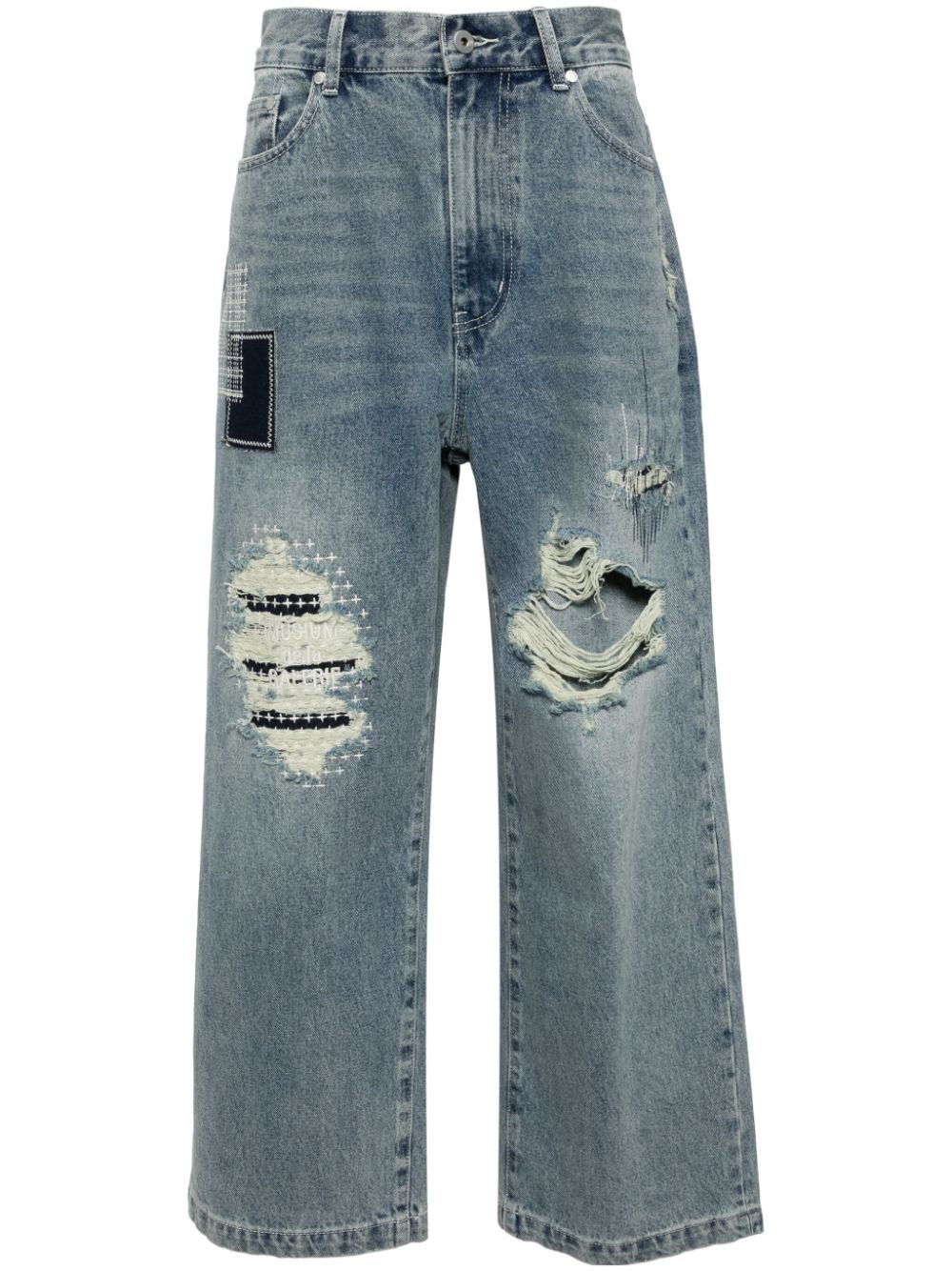 Musium Div. distressed wide-leg cotton jeans - Blue von Musium Div.