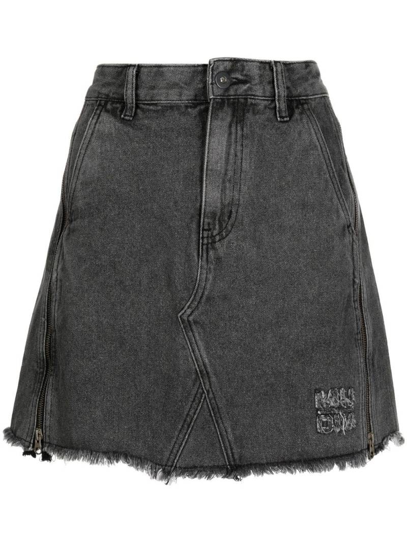 Musium Div. fringed mini denim skirt - Grey von Musium Div.