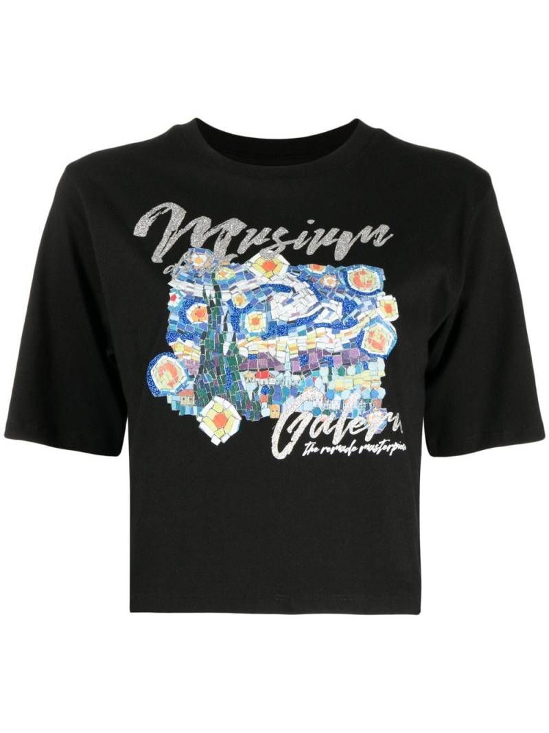 Musium Div. illustration-print cropped T-shirt - Black von Musium Div.