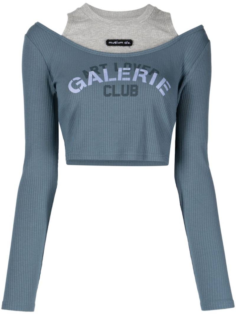 Musium Div. layered crew-neck crop top - Blue von Musium Div.