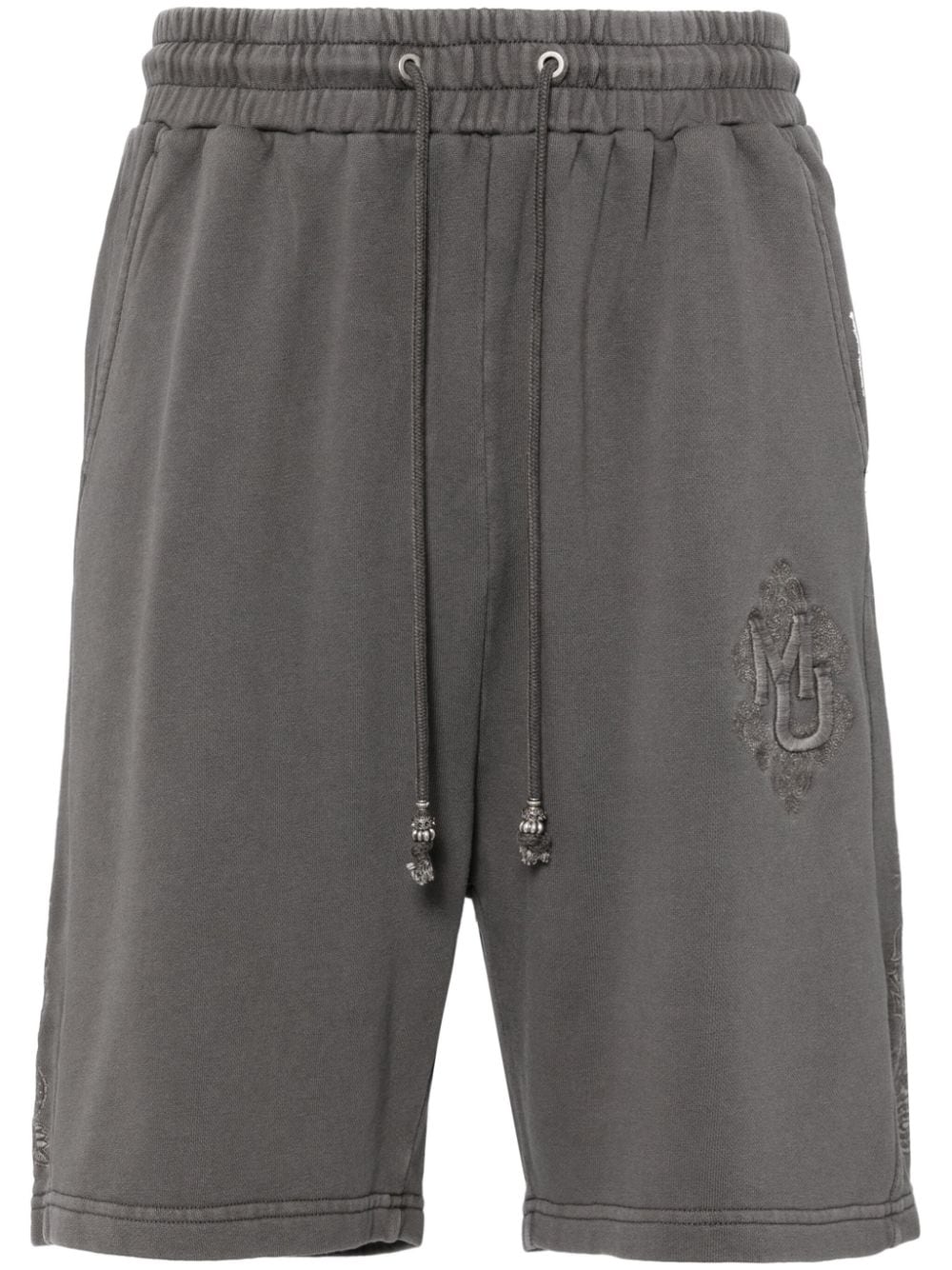 Musium Div. logo-embroidered cotton track shorts - Grey von Musium Div.