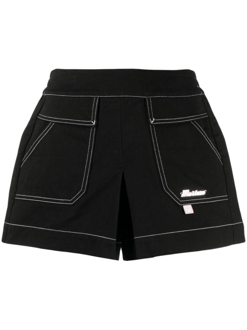 Musium Div. logo-plaque cotton shorts - Black von Musium Div.