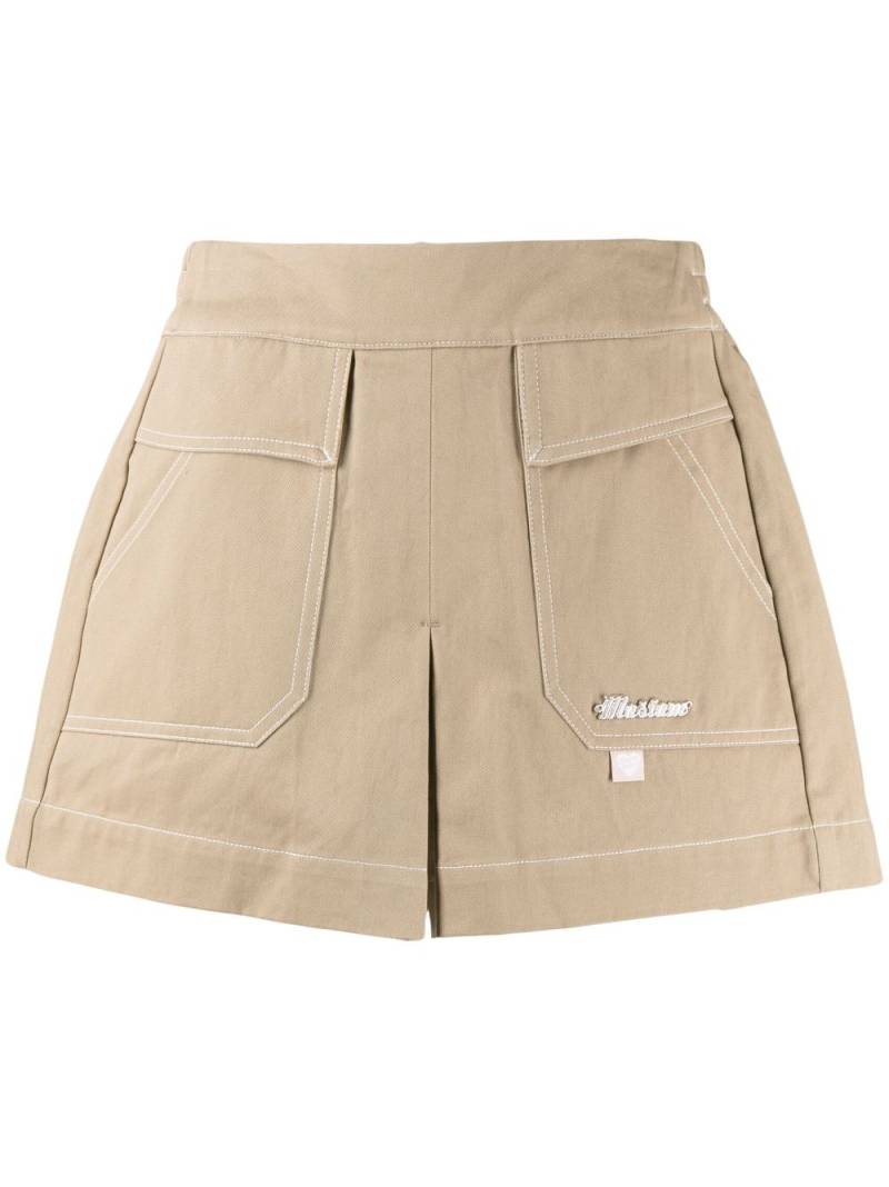 Musium Div. logo-plaque cotton shorts - Brown von Musium Div.