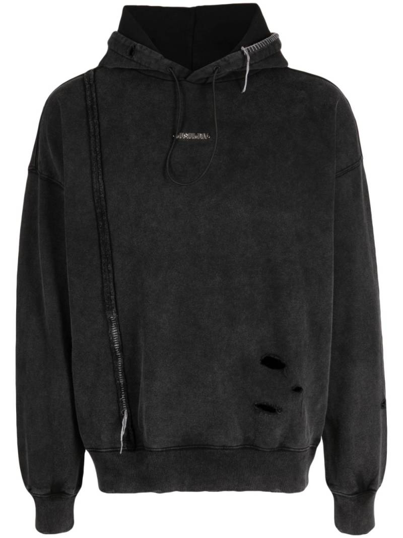 Musium Div. logo-plaque distressed hoodie - Black von Musium Div.