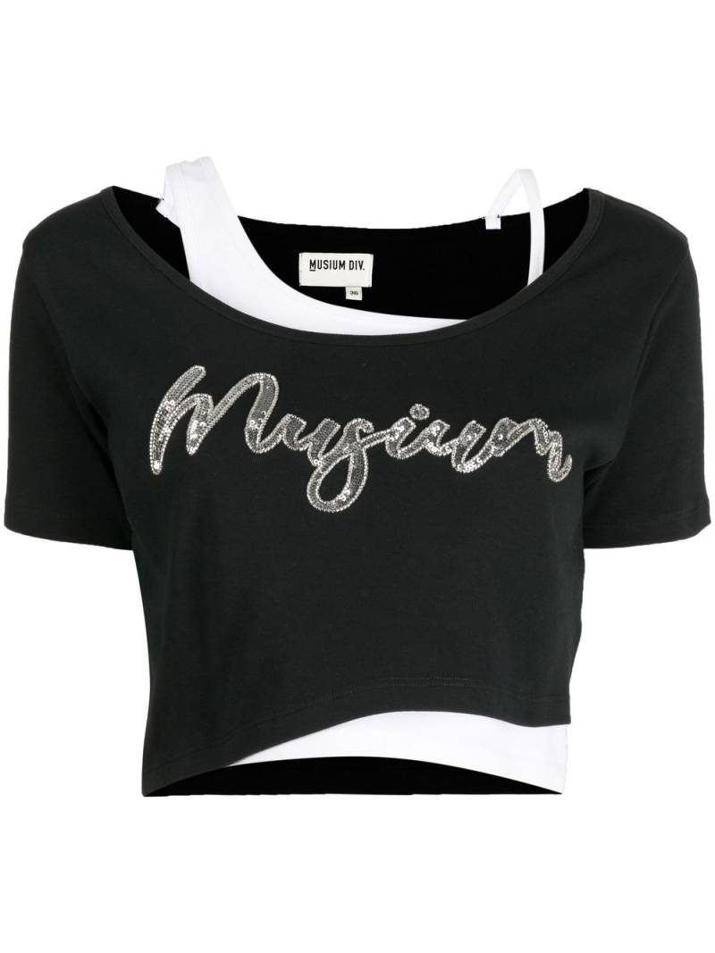 Musium Div. sequin-embellished layered cotton T-shirt - Blue von Musium Div.