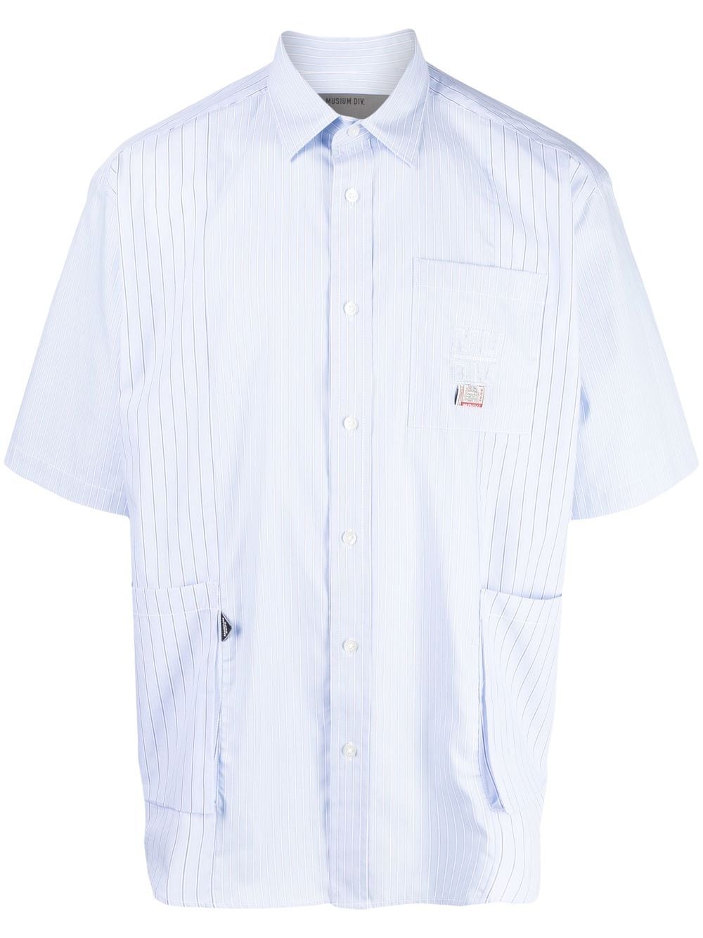 Musium Div. stripe-pattern short-sleeve shirt - Blue von Musium Div.