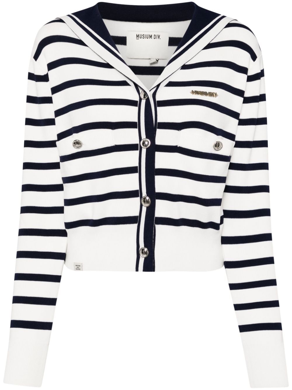 Musium Div. striped sailor-collar cropped cardigan - White von Musium Div.