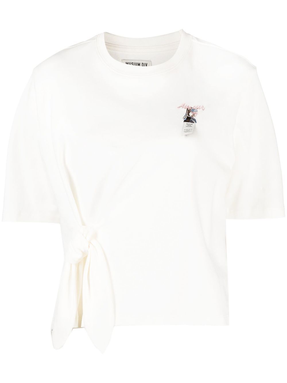 Musium Div. tie-gathered-detail cotton T-shirt - White von Musium Div.