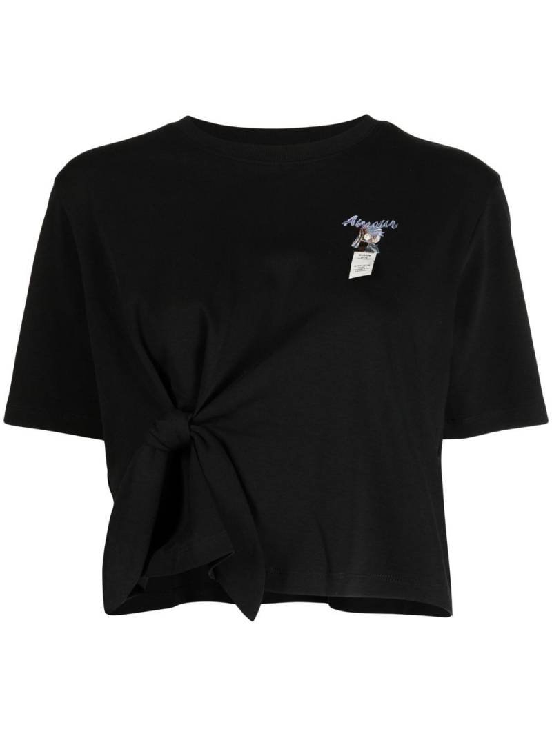 Musium Div. tie-gathered-detail cropped T-shirt - Black von Musium Div.