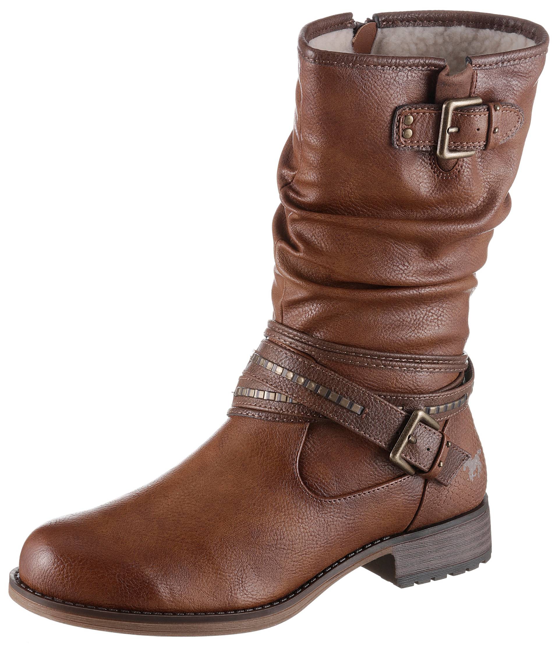 Mustang Shoes Winterstiefel, Stiefelette, Winterboots mit Zierschnallen am slouchy Schaft von Mustang Shoes