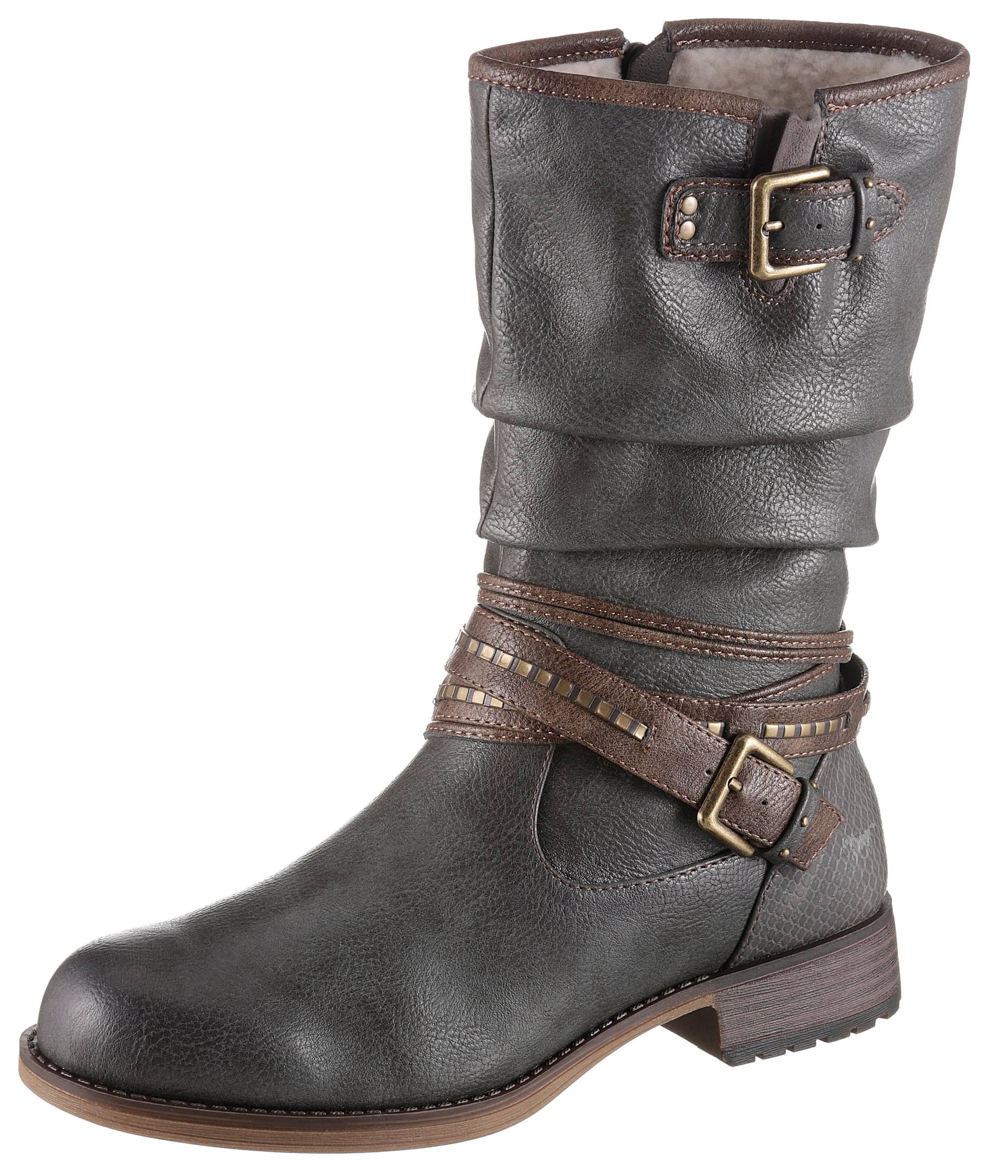 Mustang Shoes Winterstiefel, Stiefelette, Winterboots mit Zierschnallen am slouchy Schaft von Mustang Shoes