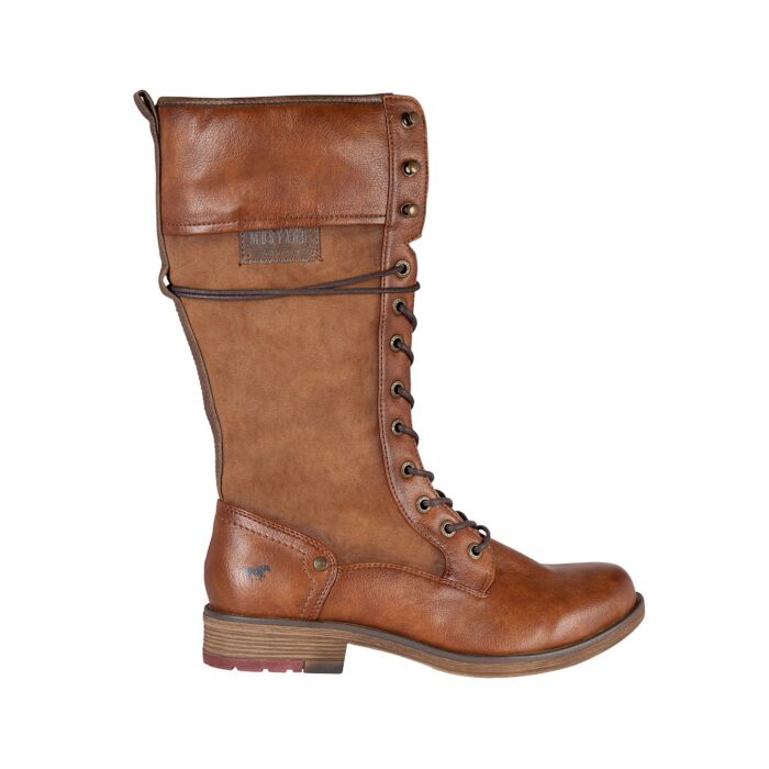 Mustang Schnürstiefel für Damen aus Softmaterial cognac, 38 von Mustang