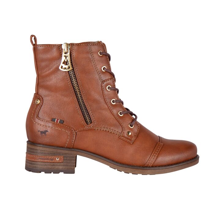 Mustang Schnürstiefelette aus pflegeleichtem Softmaterial cognac, 37 von Mustang