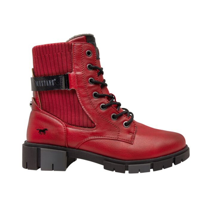 Mustang Schnürstiefelette für Damen aus Softmaterial, rot von Mustang