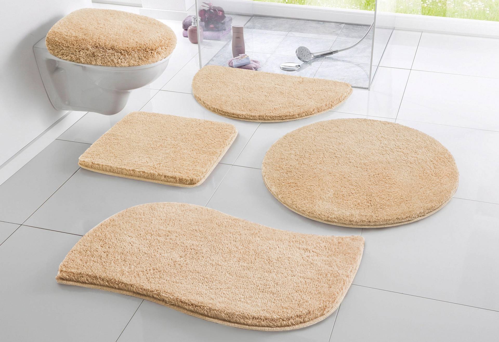 my home Badematte »Merida, Badvorleger, Badezimmer Teppich«, rutschhemmend beschichtet, fussbodenheizungsgeeignet-schnell trocknend-strapazierfähig, Badteppich, Uni Farben, rechteckig, rund & als 2-tlg. Set erhältlich my home Badematte »Merida, Badvorleger, Badezimmer Teppich«, rutschhemmend beschichtet, fussbodenheizungsgeeignet-schnell trocknend-strapazierfähig, Badteppich, Uni Farben, rechteckig, rund & als 2-tlg. Set erhältlich von My Home