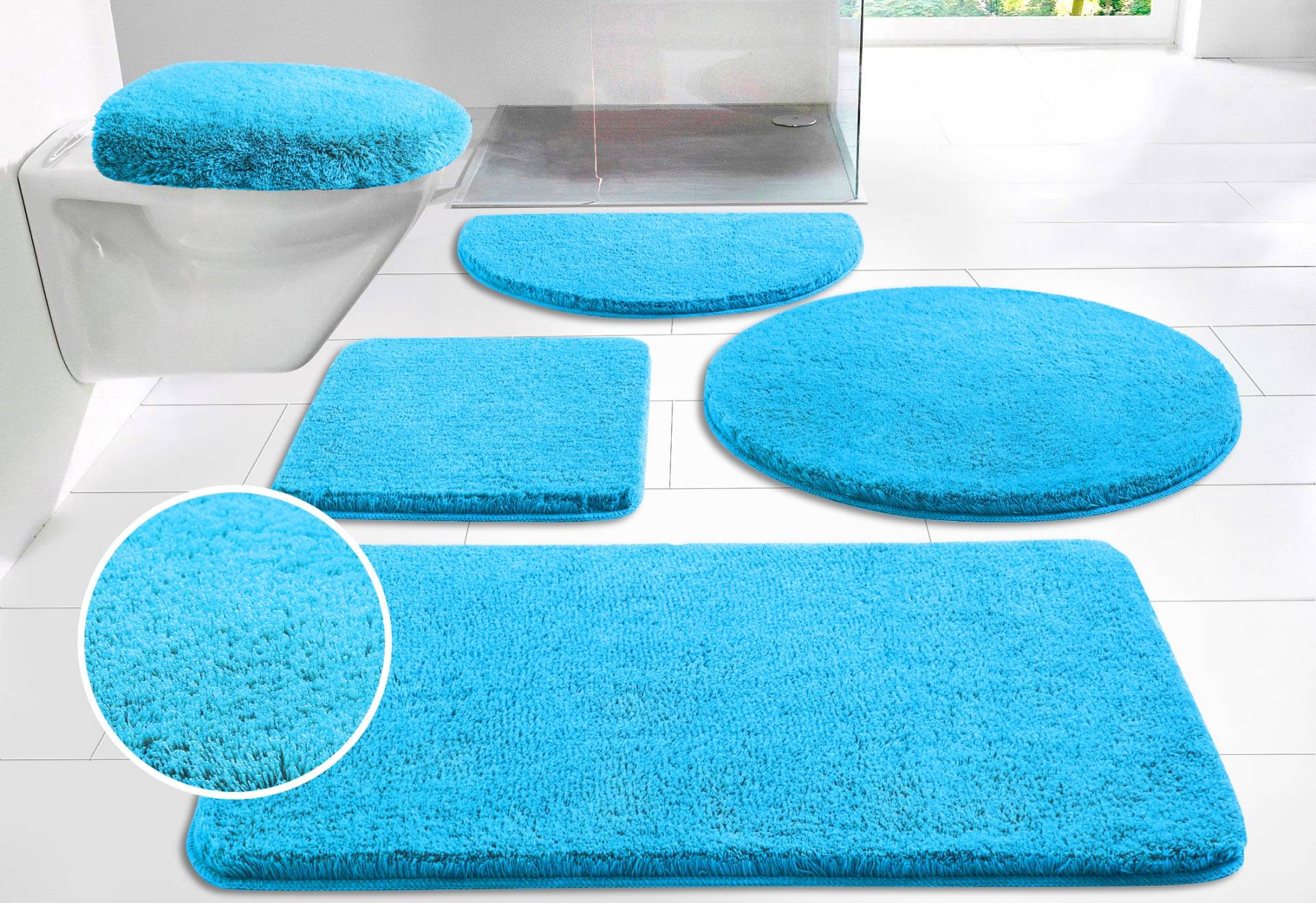my home Badematte »Merida, Badvorleger, Badezimmer Teppich«, rutschhemmend beschichtet, fussbodenheizungsgeeignet-schnell trocknend-strapazierfähig, Badteppich, Uni Farben, rechteckig, rund & als 2-tlg. Set erhältlich my home Badematte »Merida, Badvorleger, Badezimmer Teppich«, rutschhemmend beschichtet, fussbodenheizungsgeeignet-schnell trocknend-strapazierfähig, Badteppich, Uni Farben, rechteckig, rund & als 2-tlg. Set erhältlich von My Home