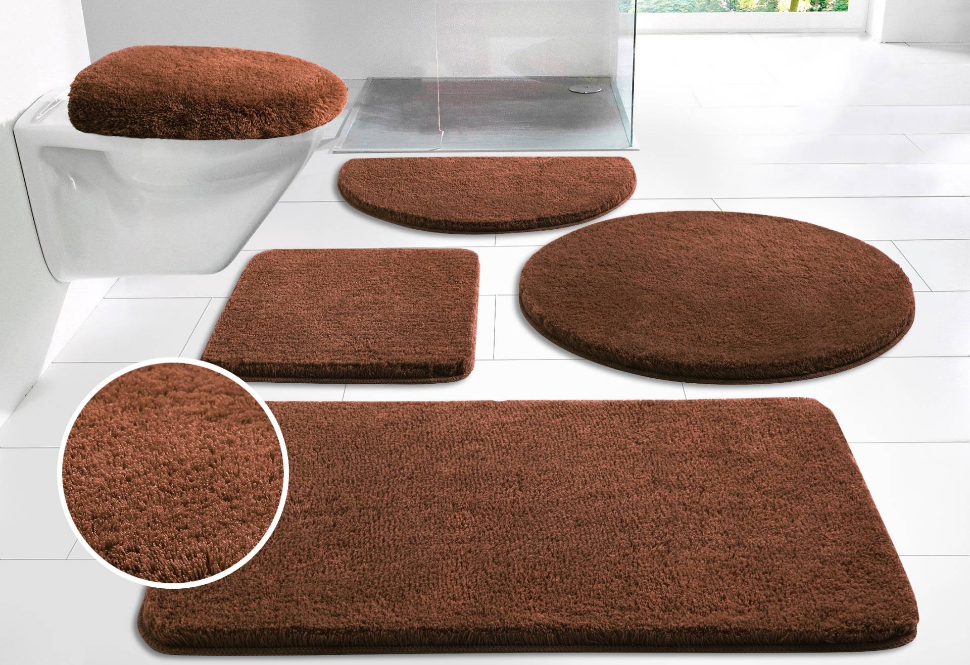 my home Badematte »Merida, Badvorleger, Badezimmer Teppich«, rutschhemmend beschichtet, fussbodenheizungsgeeignet-schnell trocknend-strapazierfähig, Badteppich, Uni Farben, rechteckig, rund & als 2-tlg. Set erhältlich my home Badematte »Merida, Badvorleger, Badezimmer Teppich«, rutschhemmend beschichtet, fussbodenheizungsgeeignet-schnell trocknend-strapazierfähig, Badteppich, Uni Farben, rechteckig, rund & als 2-tlg. Set erhältlich von My Home