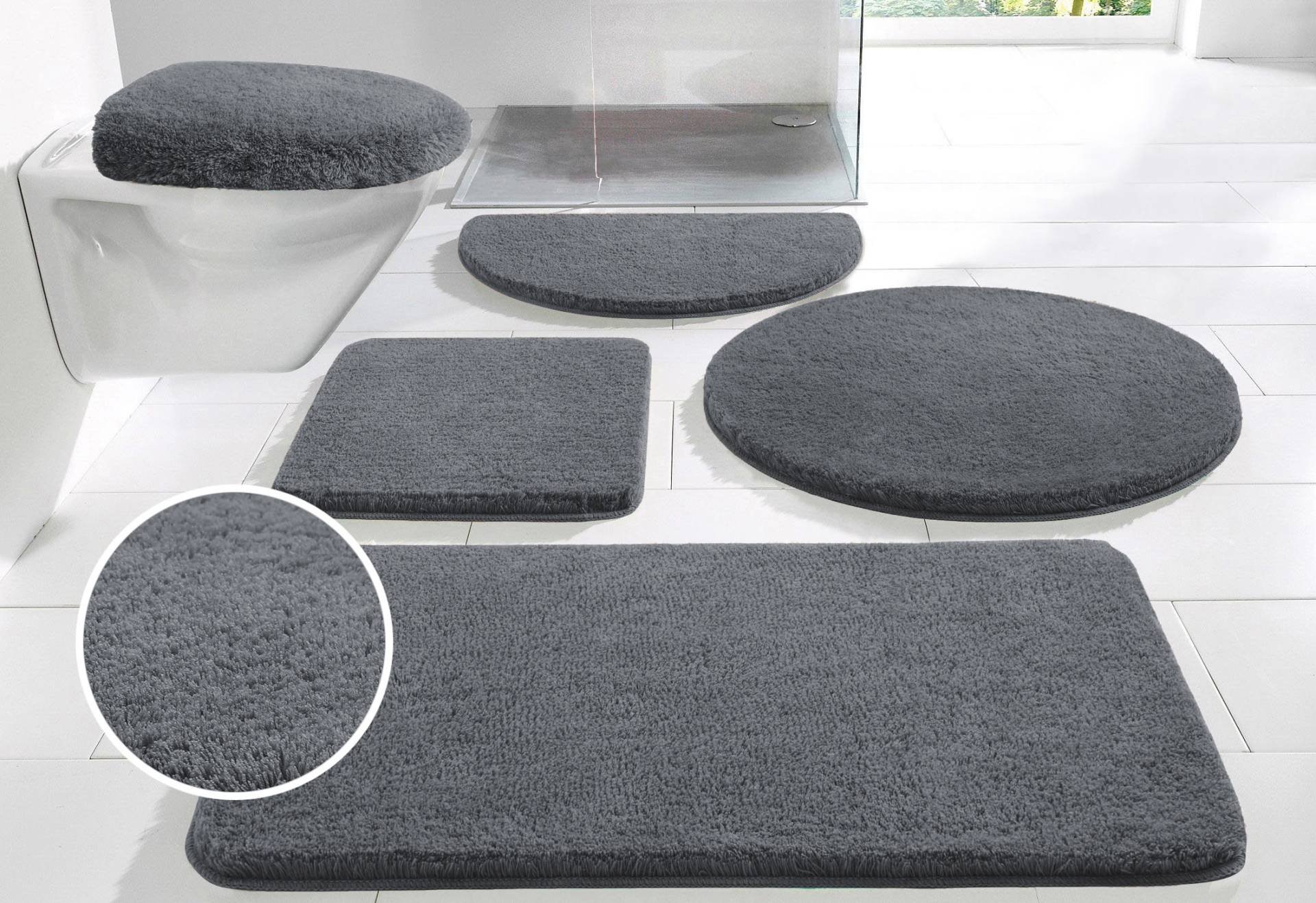 my home Badematte »Merida, Badvorleger, Badezimmer Teppich«, rutschhemmend beschichtet, fussbodenheizungsgeeignet-schnell trocknend-strapazierfähig, Badteppich, Uni Farben, rechteckig, rund & als 2-tlg. Set erhältlich my home Badematte »Merida, Badvorleger, Badezimmer Teppich«, rutschhemmend beschichtet, fussbodenheizungsgeeignet-schnell trocknend-strapazierfähig, Badteppich, Uni Farben, rechteckig, rund & als 2-tlg. Set erhältlich von My Home